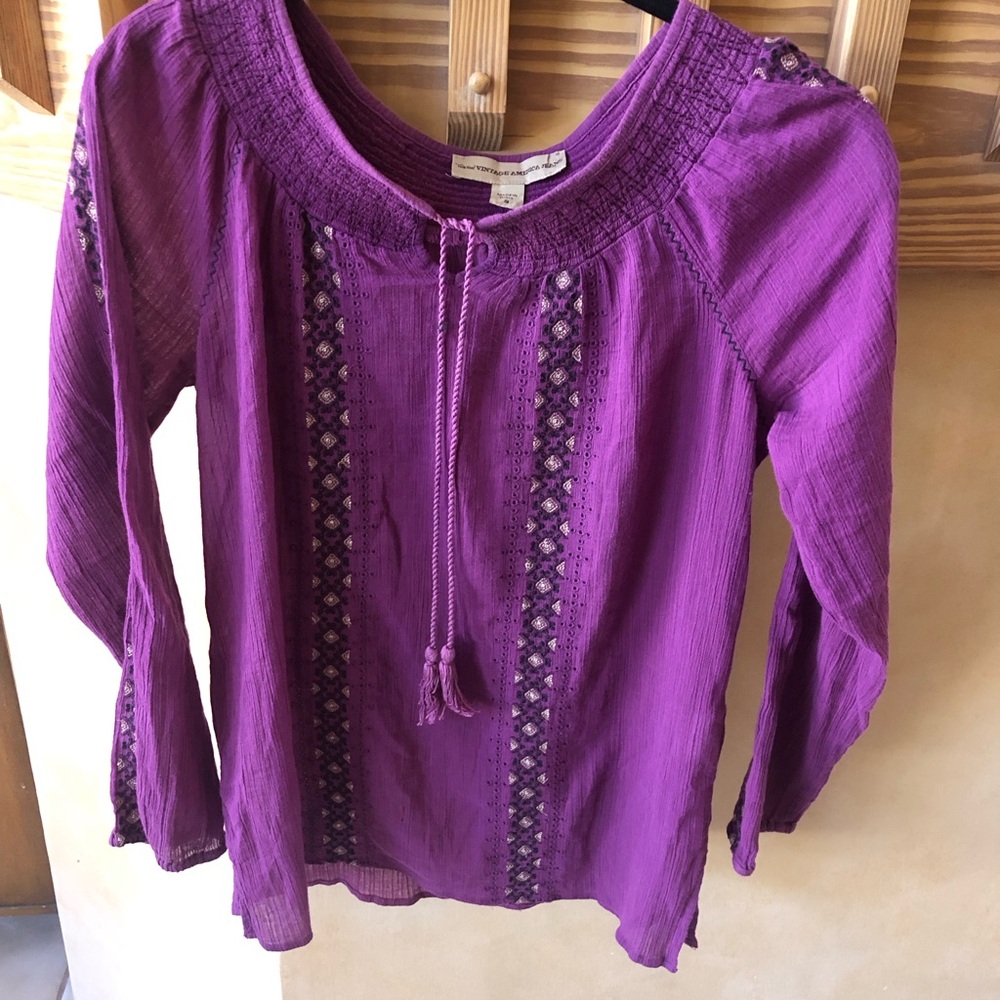 Nine West Vintage America Jeans Embroidered Top